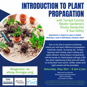TCMGA EDUCATION CLASS--'INTRODUCTION TO PLANT PROPAGATION' for NON-MASTER GARDENERS--SATURDAY, MAY 31, 2025 from 9am to 2pm--OPEN TO THE PUBLIC